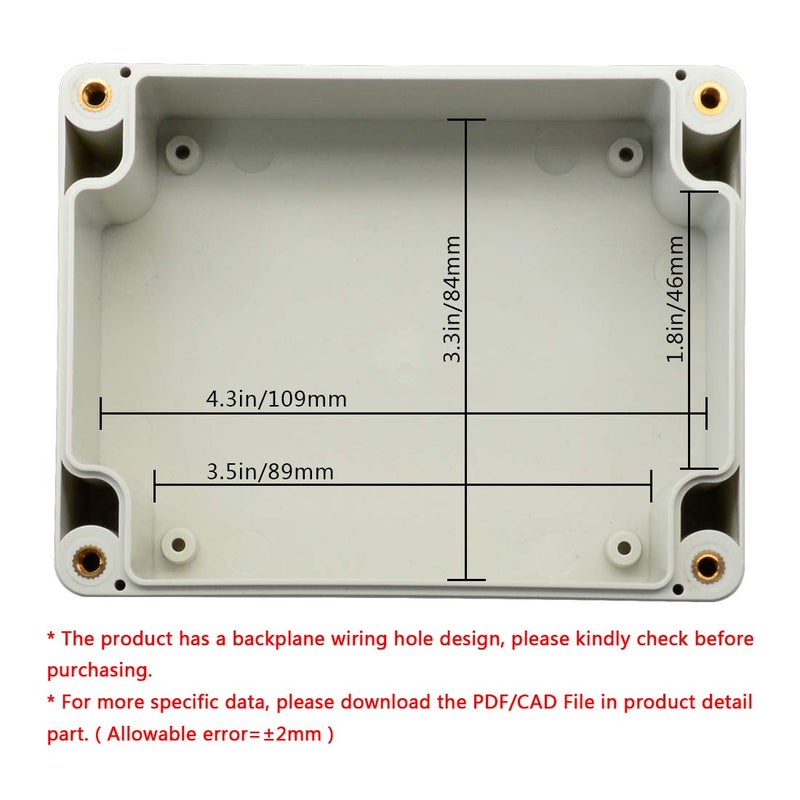LeMotech ABS Plastic Junction Box, Dustproof Waterproof IP65 Electrical Box - Universal Project Enclosure Grey, with PC Transparent/Clear Cover 4.53 x 3.54 x 2.16 inch (115 x 90 x 55 mm) - Image 5